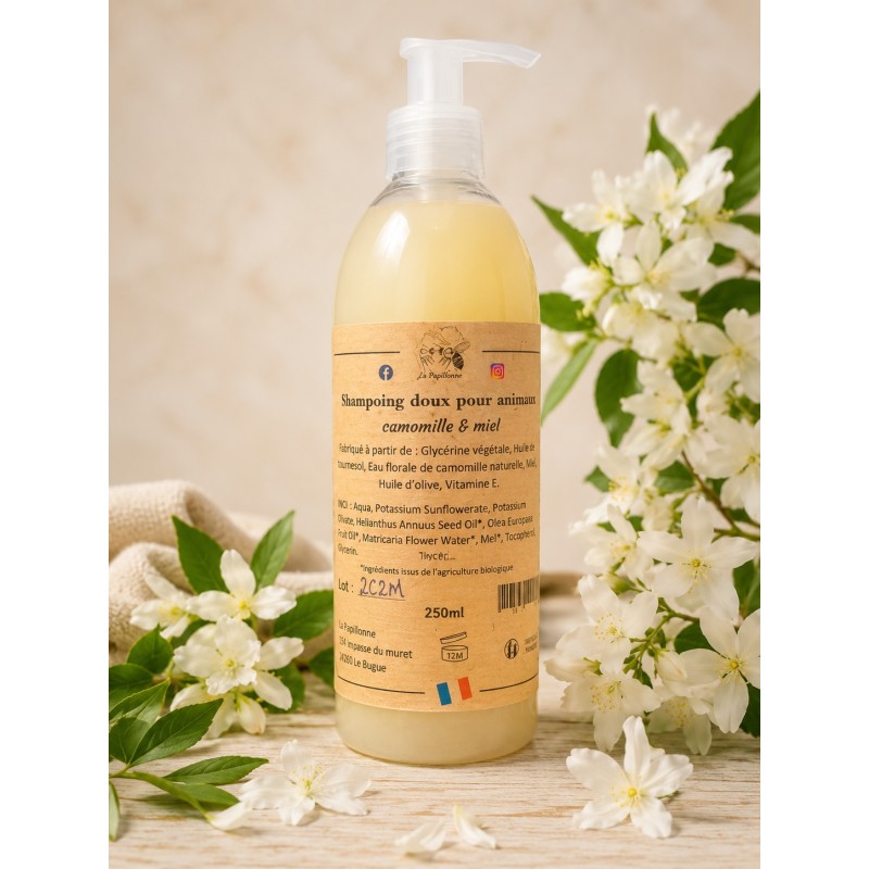 Shampoing doux d’origine naturelle pour animaux