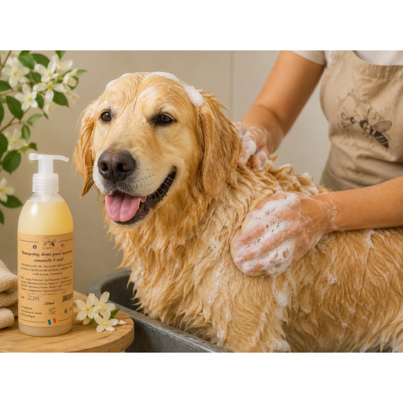 Shampoing doux d’origine naturelle pour animaux